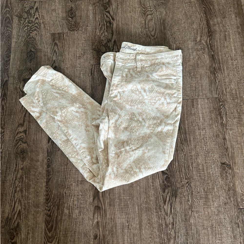 White/Tan Snakeskin Skinny Jeans